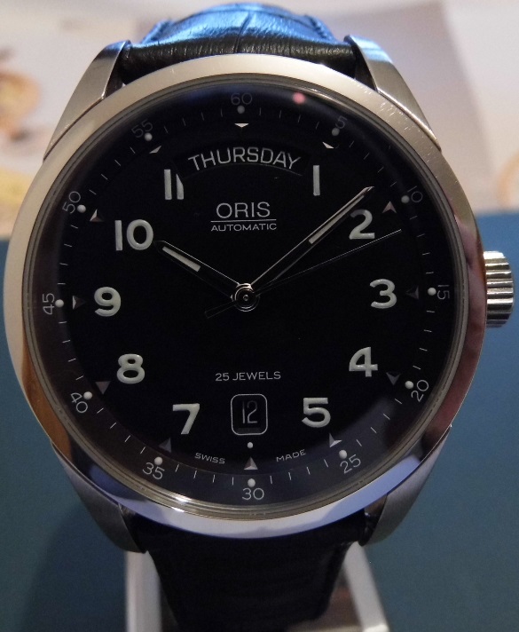 Oris Classic XXL Calendar, Black Dial, Black Leather Strap