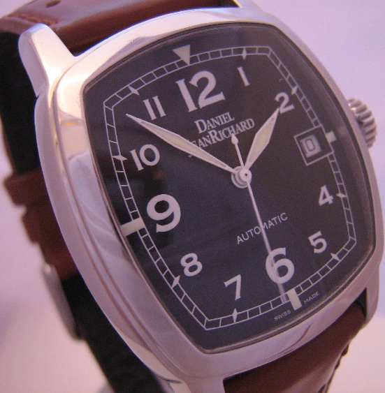 Daniel JeanRichard TV Screen Watch, Black Dial With Leather Strap