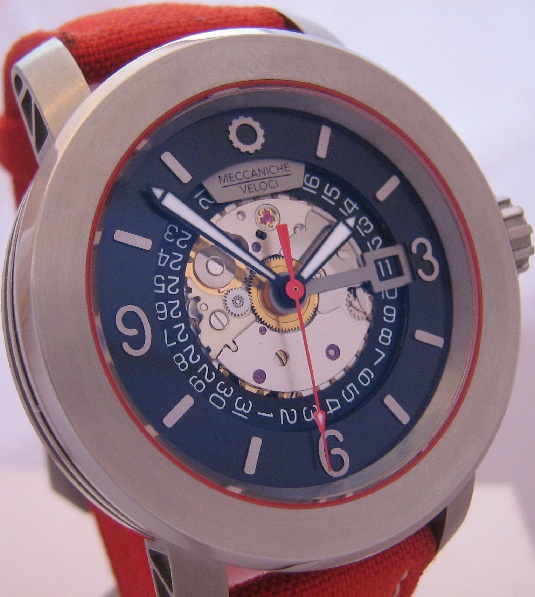 Meccaniche Veloci Ace Cafe, Black Dial With Red Cordura Strap