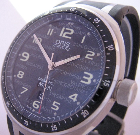 Oris TT3 Grand Prix Ltd Edition, Black Carbon Dial, Rubber Strap
