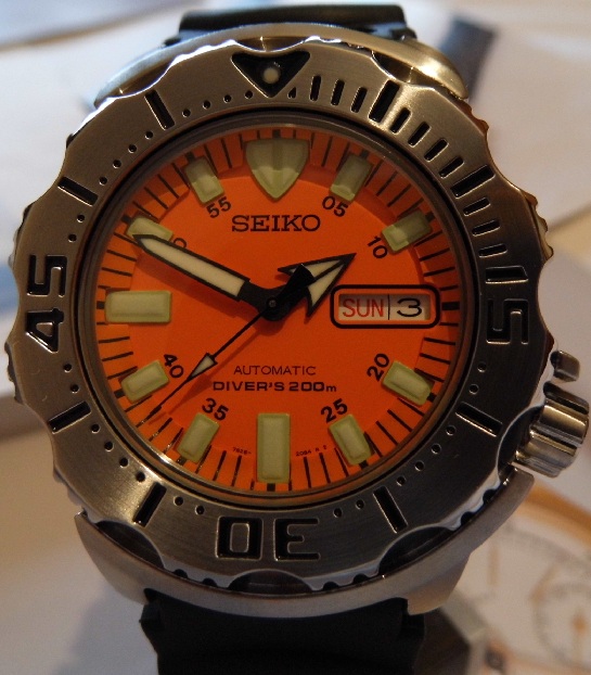 Seiko Orange Monster, Orange Dial With Bracelet & Rubber Strap