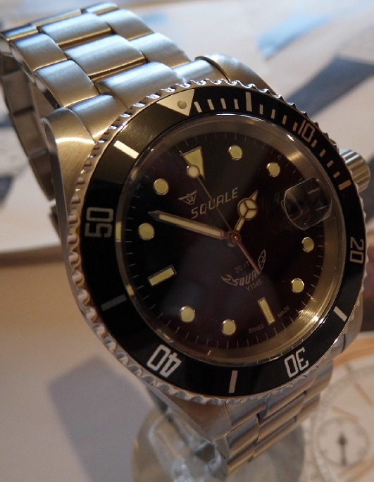 Squale 20 Atmos Classic, Black Dial, Steel Bracelet