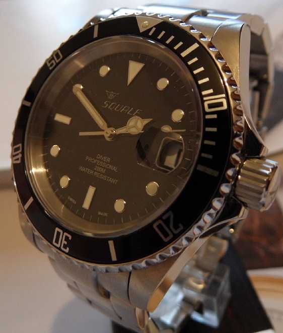 Squale 20 Atmos Classic, Black Dial, Steel Bracelet