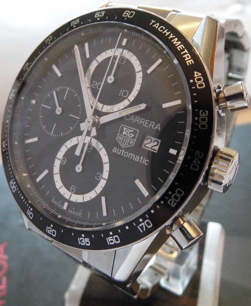Tag Heuer Carrera Chronograph, Black Dial, Stainless Steel Bracelet