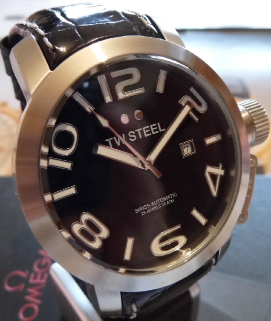 TW Steel Grandeur Swiss Automatic, Black Dial, Two Straps