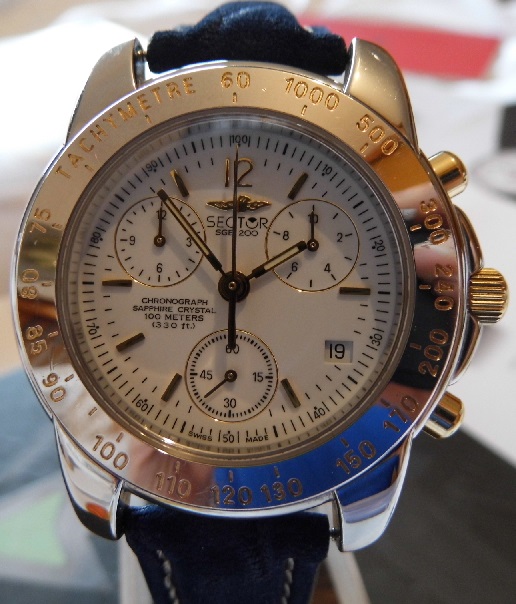 Sector SGE 200 Chronograph, White Dial, Leather Strap