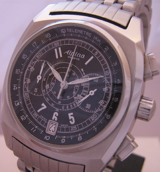 Alpina Heritage Chronograph, Black Dial, Steel Bracelet