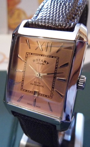 Rotary Elite Automatic, Cognac Dial, Brown Leather Strap