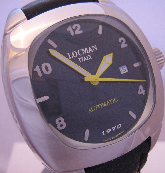 Locman 1970 Automatic Watch, Black Dial With Leather Strap
