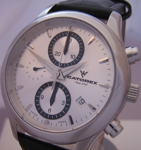 Catorex C ChronoTradition, Silver Dial With Black Leather Strap