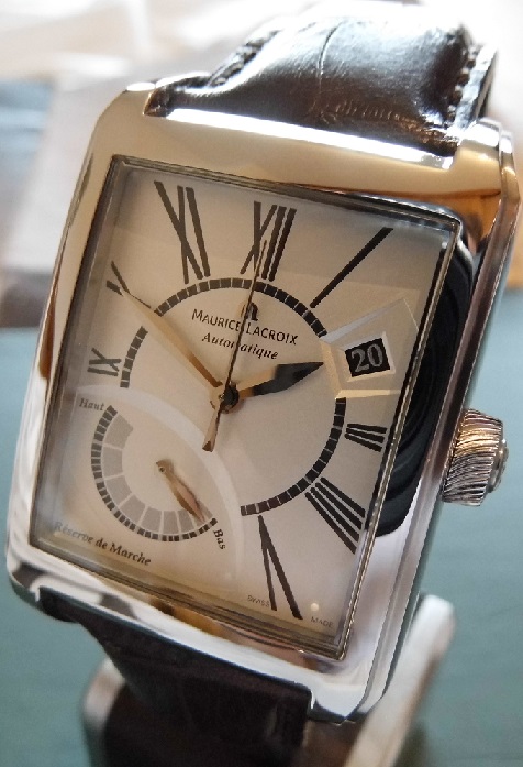 Maurice Lacroix Pontos Reserve De Marche, SIlver Dial With Leather Strap
