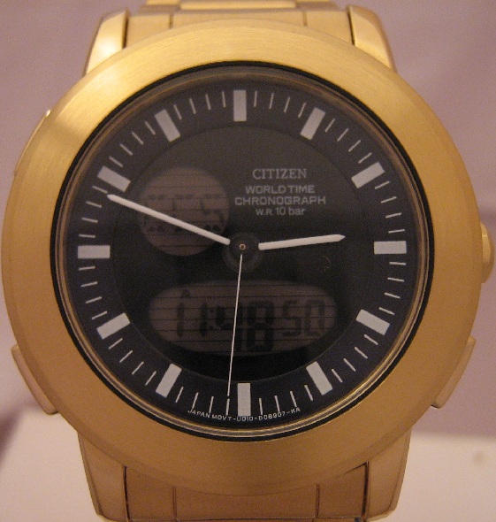 Citizen Alterna Worldtime, Black Dial, Gold IP Bracelet