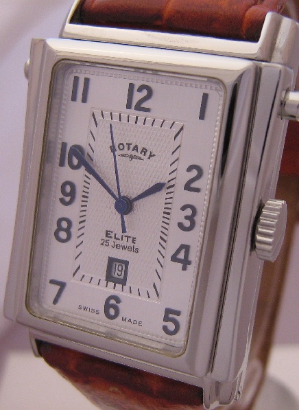 Rotary Elite Hinged Automatic, Silver Dial, Leather Strap