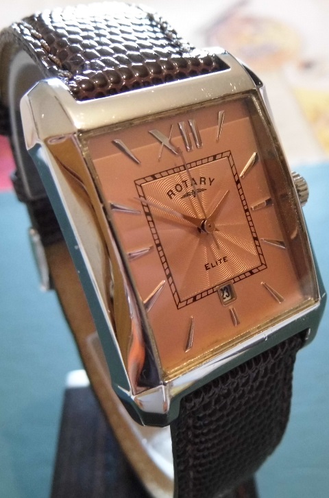 Rotary Elite Quartz, Copper Dial, Brown Leather Strap