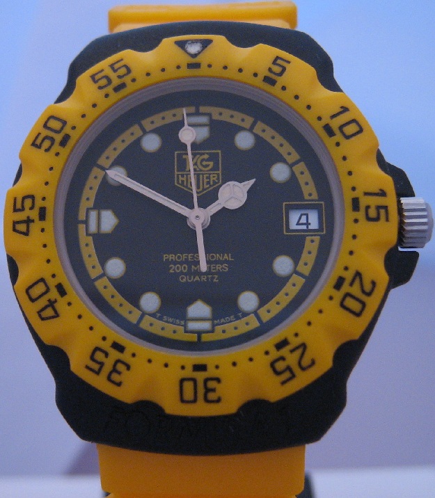 Vintage Tag Heuer F1, Black Dial With Yellow Strap