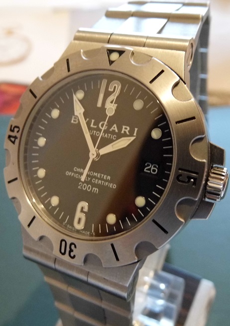 Bvlgari Diagono Scuba 200M, Black Dial, Bracelet