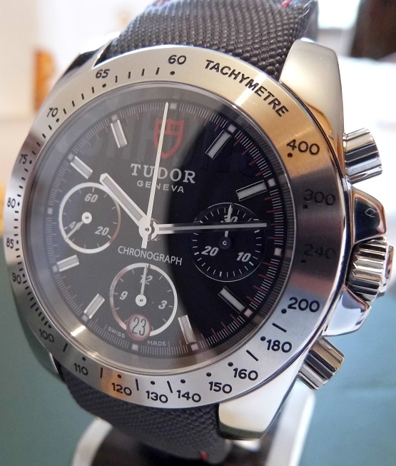 Tudor Sport Chronograph, Black Dial, Leather / Nylon Strap
