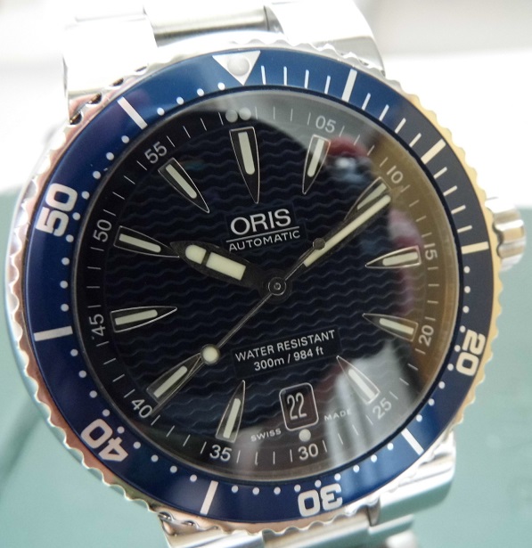 Oris TT1 300M Divers Watch, Blue Dial With Steel Bracelet