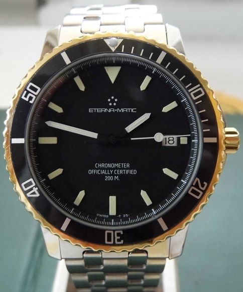 Eterna Kontiki Chronometer Diver, Black Dial, Bracelet