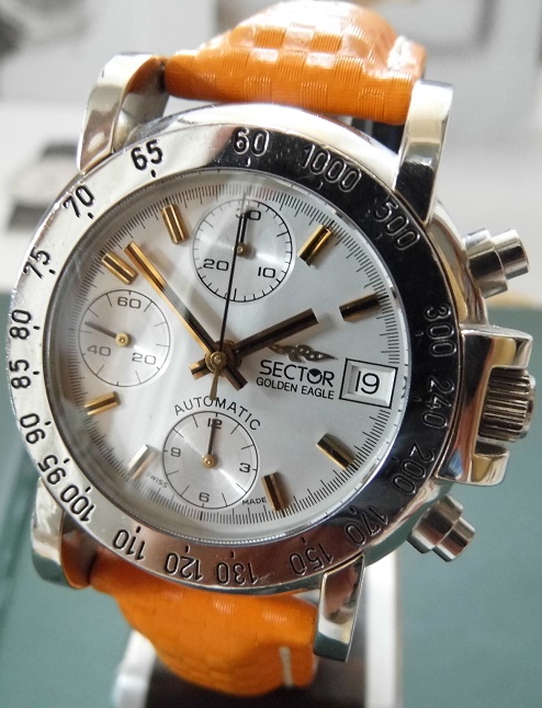 Sector Golden Eagle Chronograph, Silver Dial, Leather Strap.