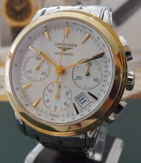 Longines Flagship Chronograph, White Dial, Bracelet