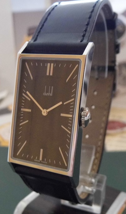 Dunhill Wafer Quartz, Black Dial, Leather Strap