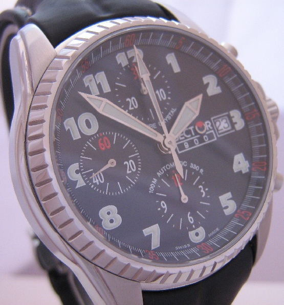 Sector 800 Automatic Chronograph, Black Dial With Black Leather Strap