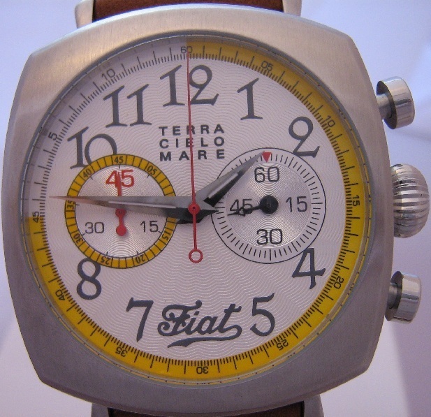 TCM Fiat Football Chronograph, White Dial With Leather Strap