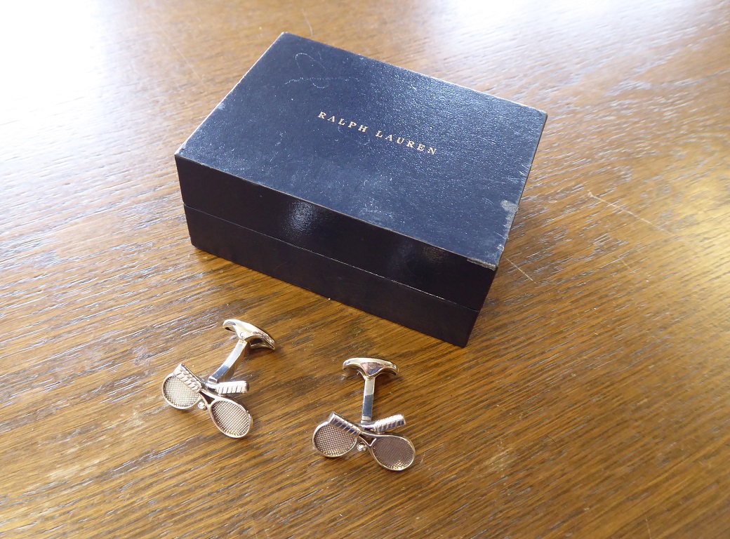 Ralph Lauren Sterling Silver Tennis Racket Cufflinks