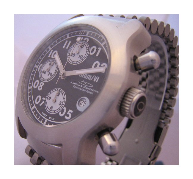 Angular Momentum Illum VI Chronograph, Black Dial With Steel Bracelet