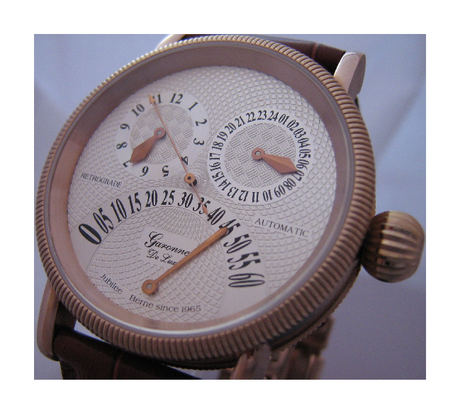 Garonne Deluxe Jubilee Retrograde Watch, Silver Dial With Leather Strap