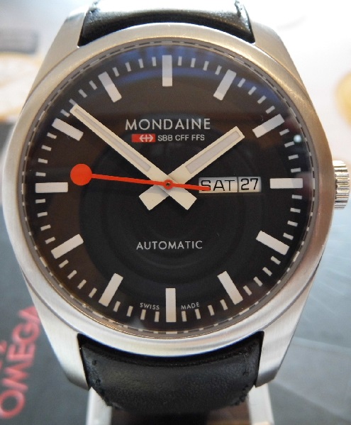 Mondaine Retro Automatic, Black Dial, Leather Strap