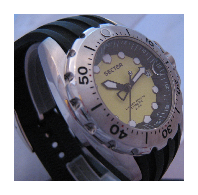 Sector 600 Limited Edtion Automatic Divers Watch, Yellow Dial With Rubber Strap