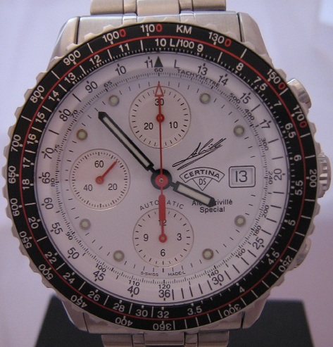 Certina Alex Criville Chronograph, White Dial With Steel Bracelet
