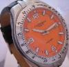 Jacques Lemans Tornado Automatic, Orange Dial With Leather Strap