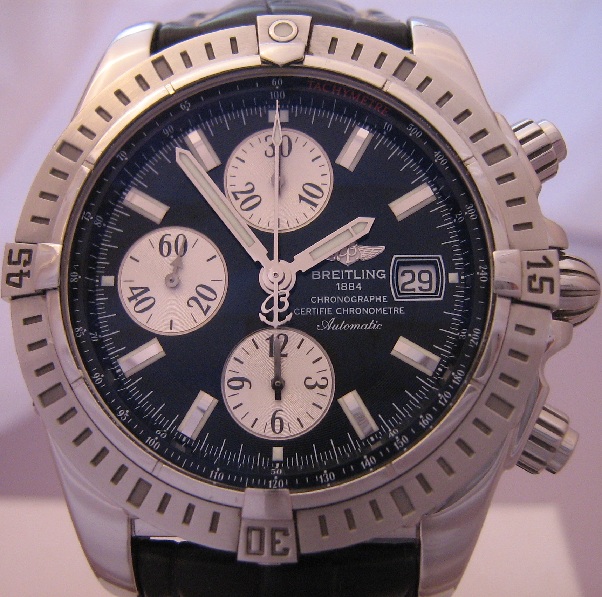 Breitling Chronomat Evolution, Black Dial With Leather Strap