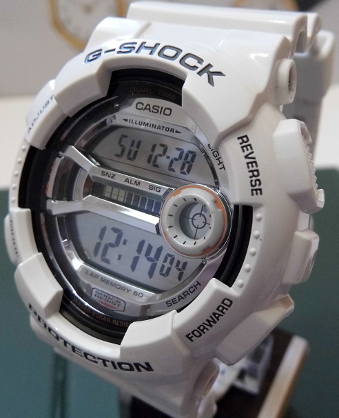 Casio G Shock GD-110-7DR, Silver Dial, White Case & Strap