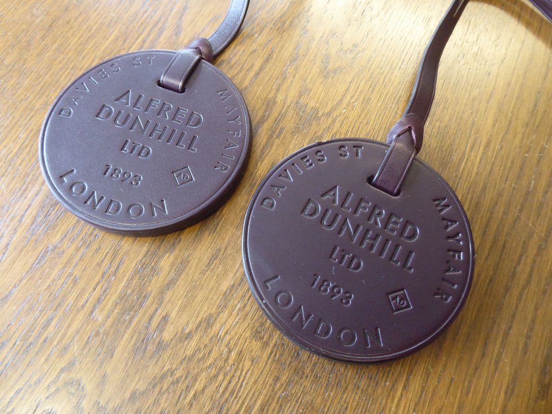 Two Alfred Dunhill Duke Leather Luggage Tags
