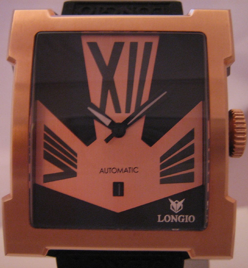 Longio Asmara Automatic, Black / Gold Dial With Rubber Strap