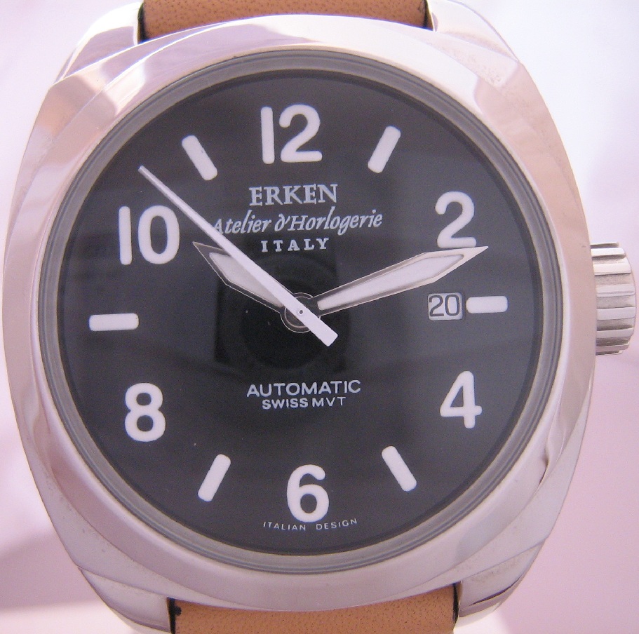 Erken Automatic, Black Dial, Tan Leather Strap