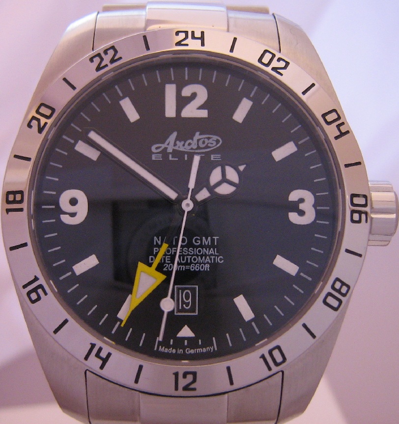 Arctos Elite Nato GMT, Black Dial, Stainless Steel Bracelet