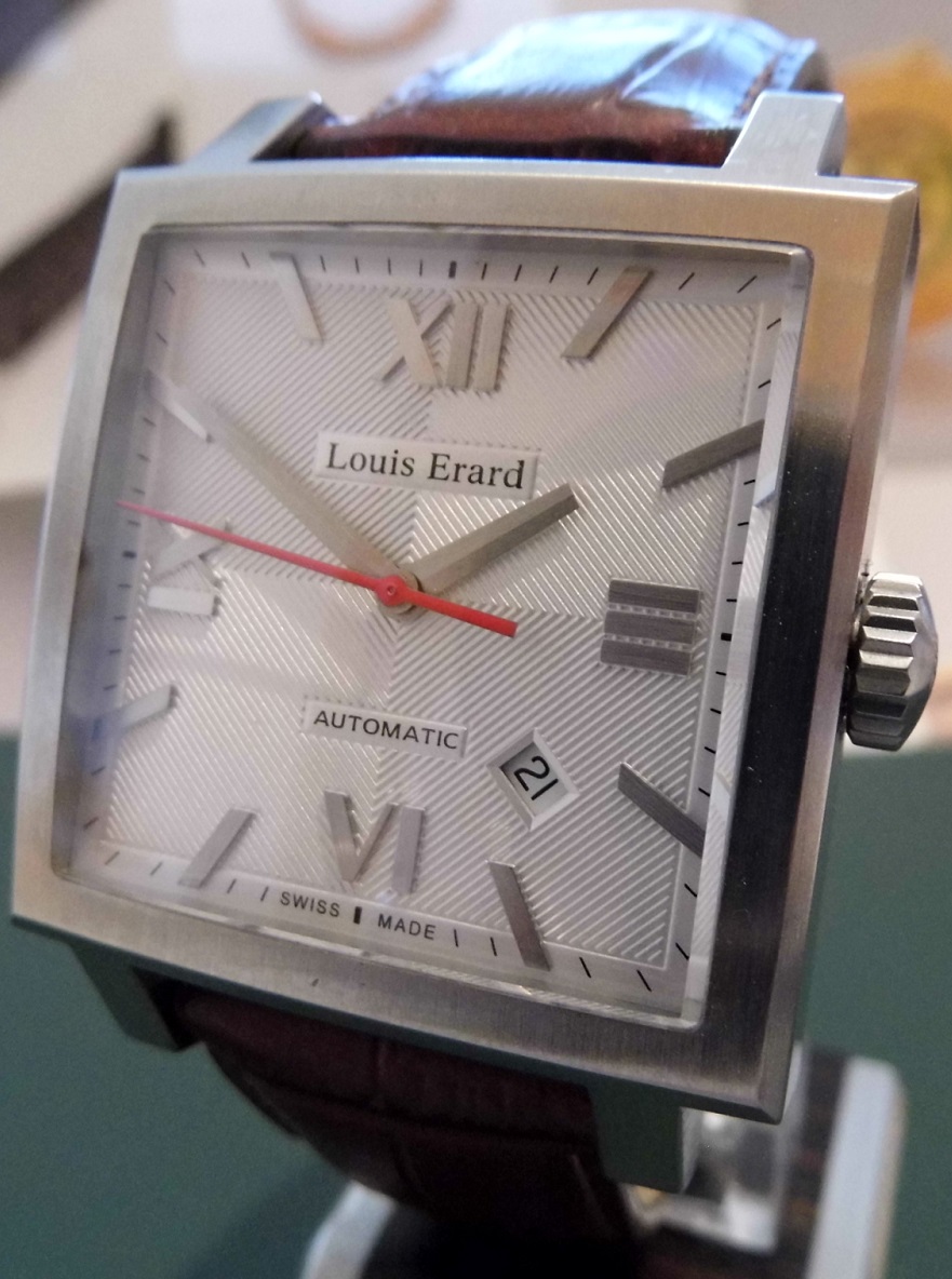 Louis Erard La Carree Automatic Watch, Silver Dial With Leather Strap