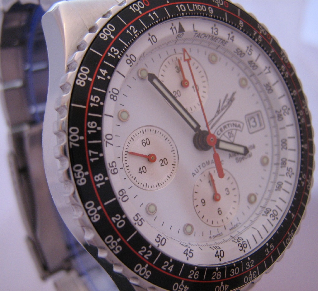 Certina Alex Criville Chronograph, White Dial With Steel Bracelet