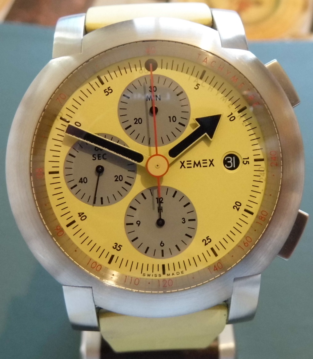 Xemex XE-5000 Sun Chronograph, Yellow Dial With Rubber Strap