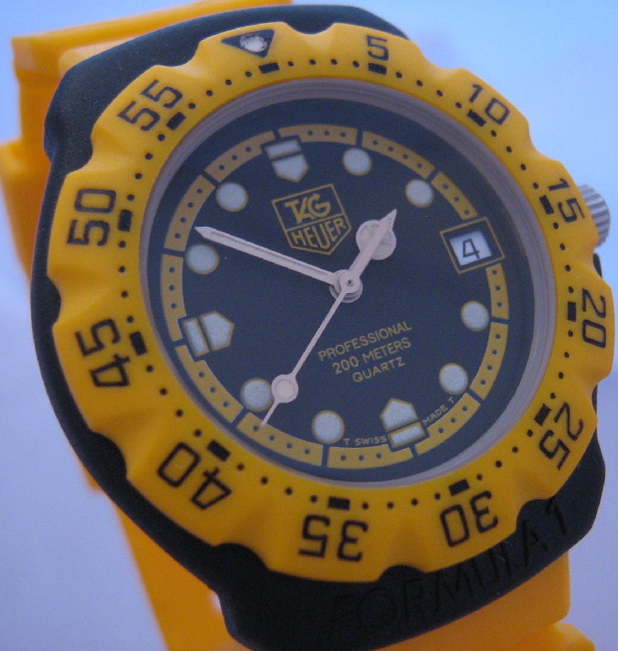 Vintage Tag Heuer F1, Black Dial With Yellow Strap