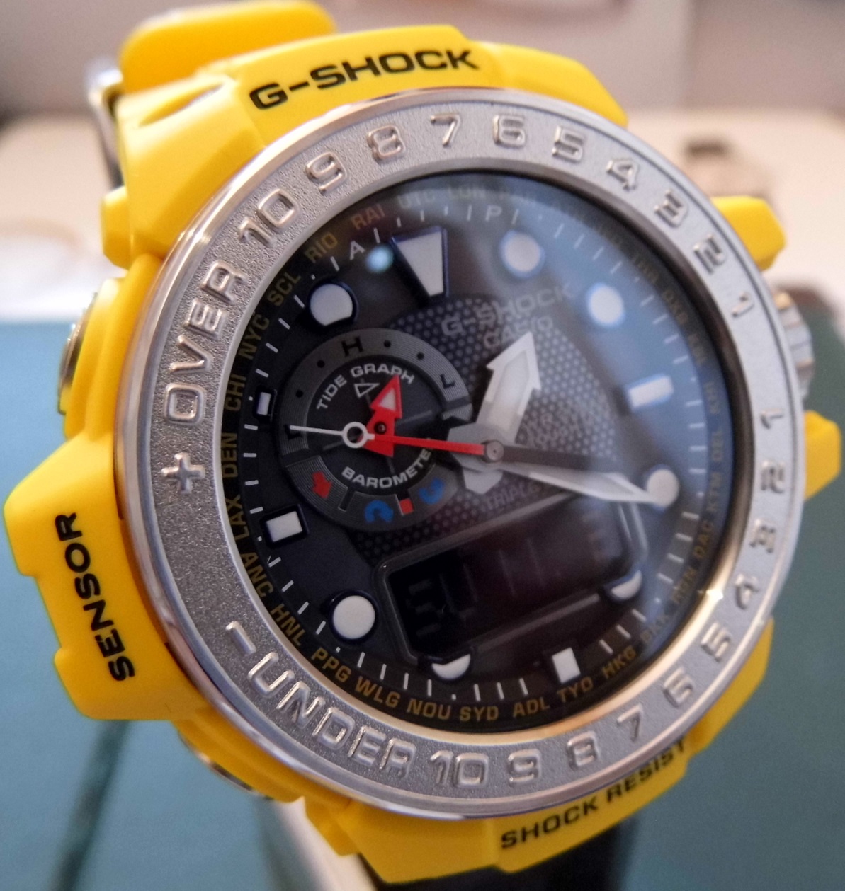 Casio G Shock Gulfmaster, Black Dial, Yellow Strap