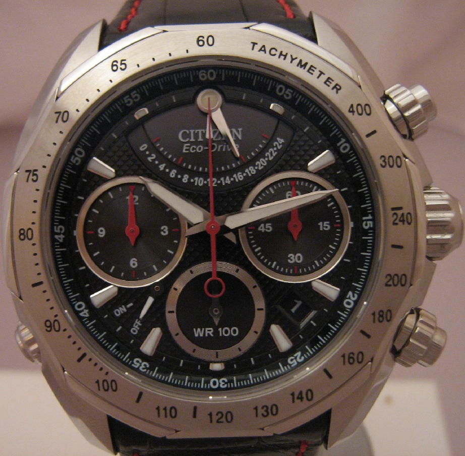 Cititzen Eco Drive Signature Flyback, Black Dial With Leather Strap 