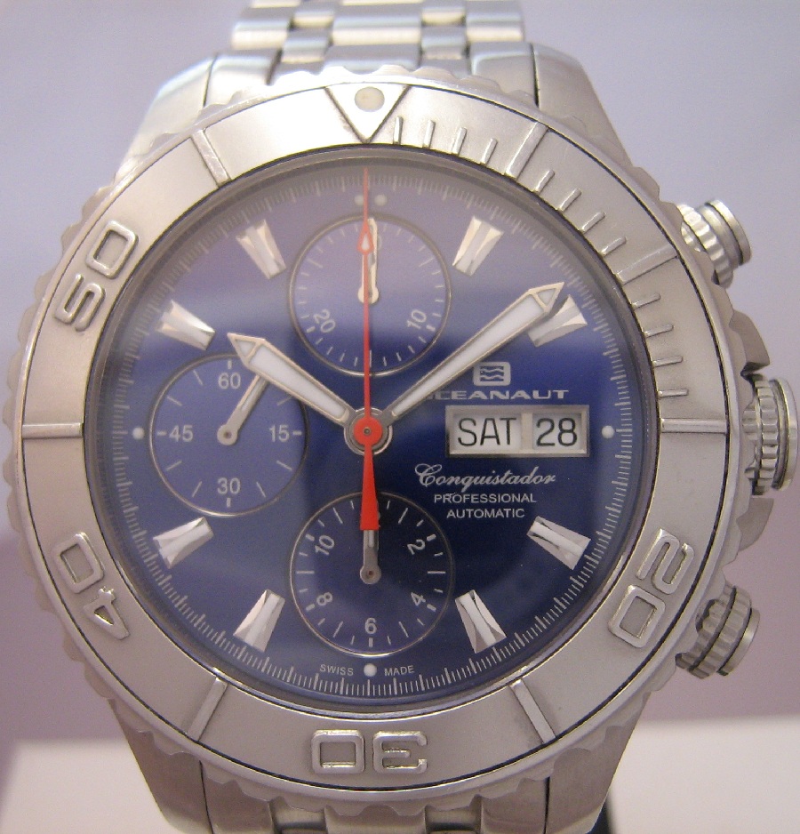 Oceanaut Conquistador Chronograph, Blue Dial, Stainless Steel Bracelet