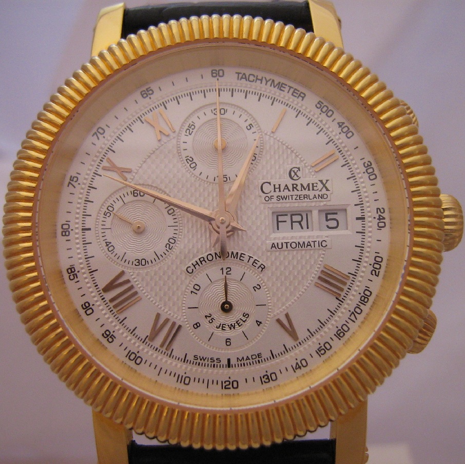 Charmex President Chronometer, Silver Dial With Leather Strap