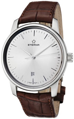 Eterna Soleure Automatic Watch, Silver Dial With Leather Strap